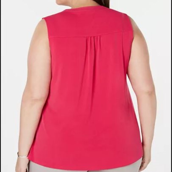 Plus Size Pleated Pintuck Top in Moroccan Pink - Picture 2 of 7